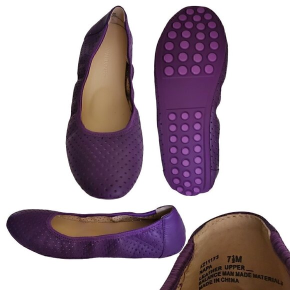 Adam Tucker Purple Leather Ballerina Style Flats NIB - Picture 2 of 2